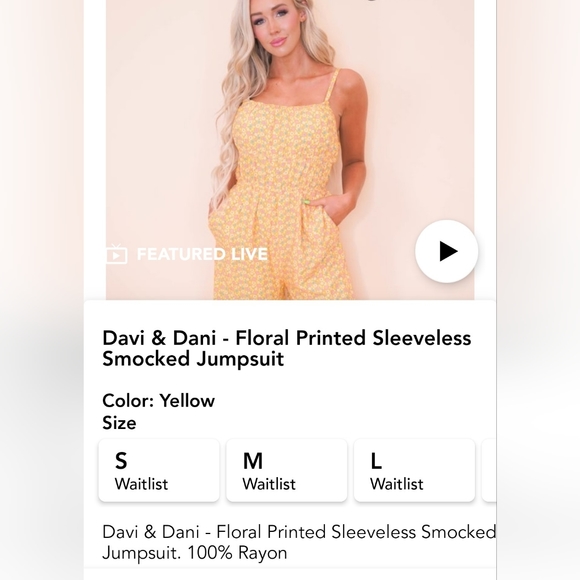 Davi & Dani floral printed sleeveless smocked jumpsuit - Picture 3 of 3